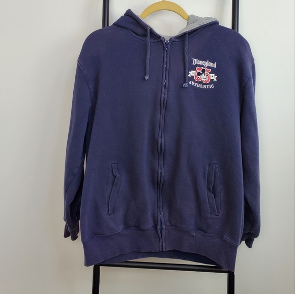 Disney Park hoodie full zipper blue embroidery sweater size M - Picture 3 of 11